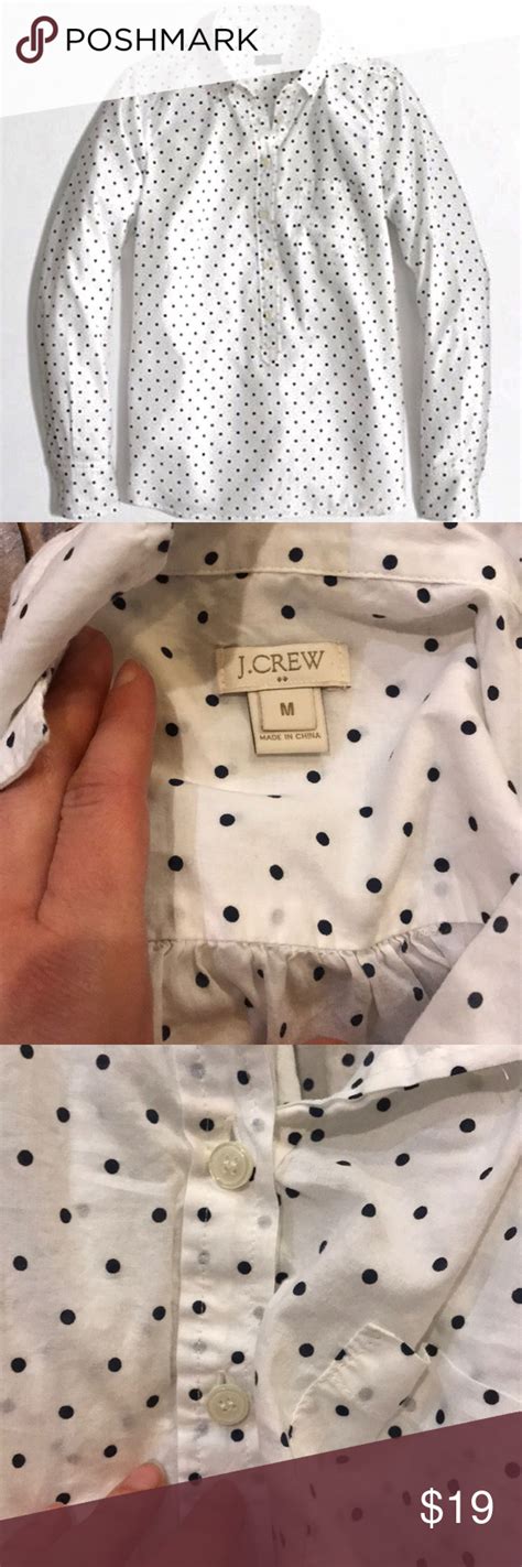 J Crew Polka Dot Popover Button Down Shirt Popover Shirt Button