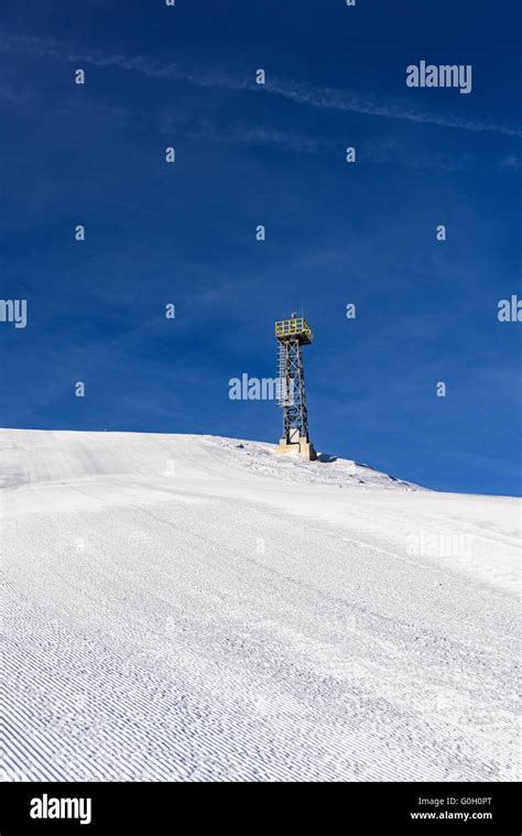 Ski Run Trail Snowcat Stock Photo Alamy