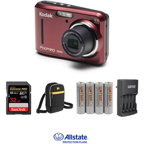 Kodak PIXPRO FZ43 Digital Camera Deluxe Kit (Red) B&H Photo