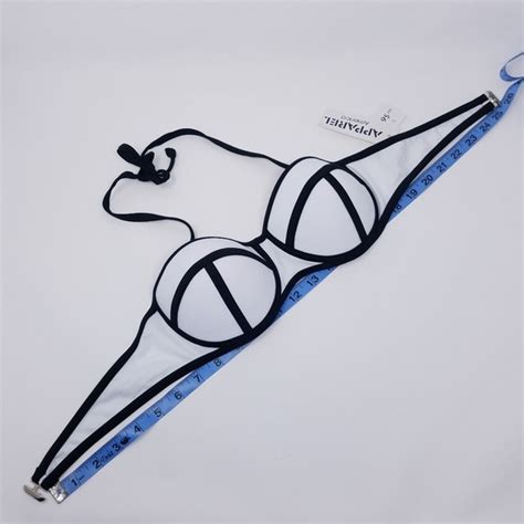 C Apparel Swim Monochrome Halter Bikini Sz S White Black Poshmark