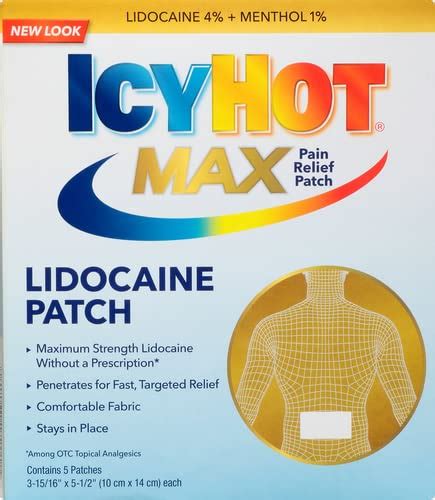 Icy Hot Max Strength Lidocaine Plus Menthol Pain Relief Patches For Back Or Large Area Count
