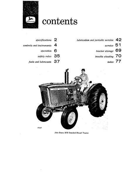 John Deere 3010 Row Crop Standard Tractor Operators Manual North Ameri Profmanual