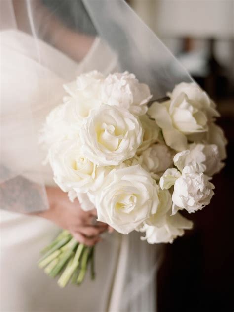 Elegant White Rose Wedding Bouquet