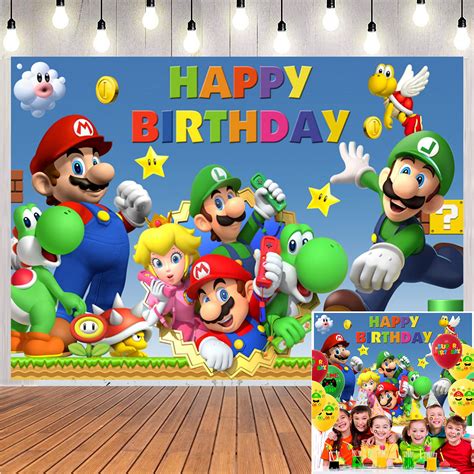 Buy Super Cute Mario Bros Backdrop Mario Happy Birthday Wall Poster