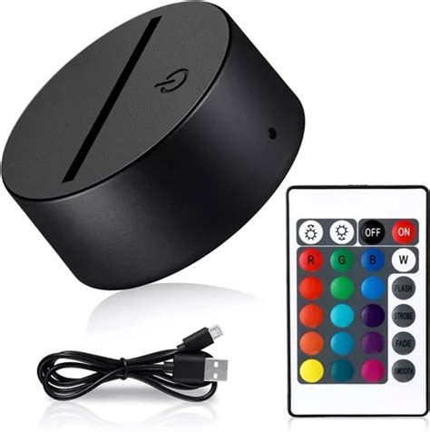 6 Base Lampara Led Acrílico 3d Rgb 16 Colores Touch control Envío gratis