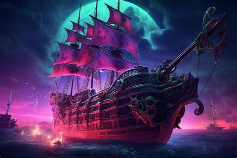 Premium Ai Image A Pirate Ship In The Ocean