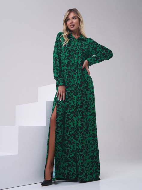 Платье-рубашка длинное летнее женское ISSA PLUS 14803 S Зеленое ...