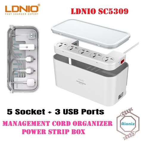 ORIGINAL LDNIO SC5309 Extension Cord Organizer Power Strip Box With 5