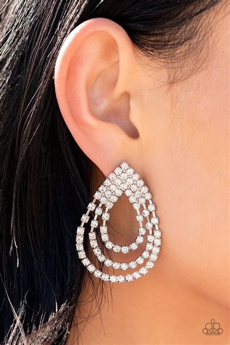 Paparazzi Take A Power Stance White Earrings Carasshop