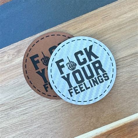 Fuck Your Feelings Skull Finger Patch For Hats Carbon Silver Engraved Leatherette Etsy