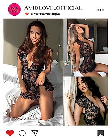 Avidlove Sexy Lingerie For Women Lace Babydoll Chemise Mesh Eyelash Lace Babydoll Lingerie At