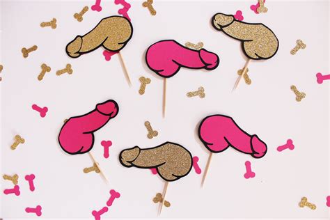 Penis Cupcake Toppers Bachelorette Party Cupcake Toppers Etsy