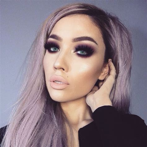 Purple Smokey Eye Nude Lips Makeup Look