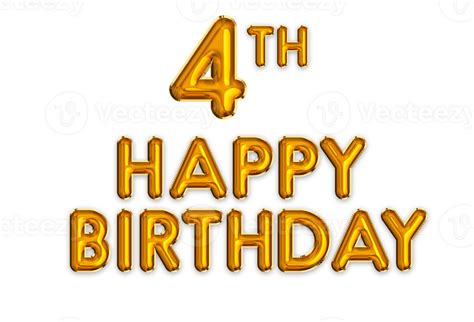 Happy 4th Birthday Gold Balloon 24483895 Png