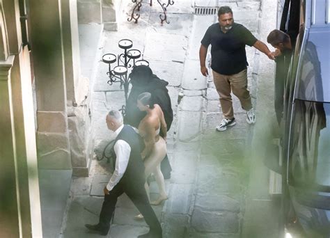 Kanye West Hides Face As Wife Bianca Censori Walks With Covered Rapper In Nude Skin Tight Outfit