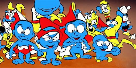 The Smurfs As Superheroes Animation Cell Animation Stable