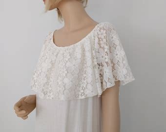 Bridal Long Ivory Lace Nightgown Bohemian Lingerie Wedding Etsy