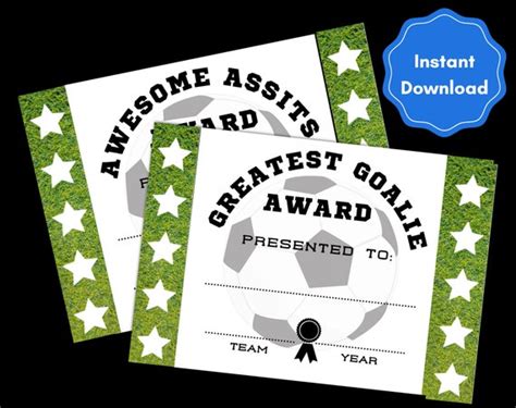 Editable Soccer Team Awards Certificates End Of Season Etsy