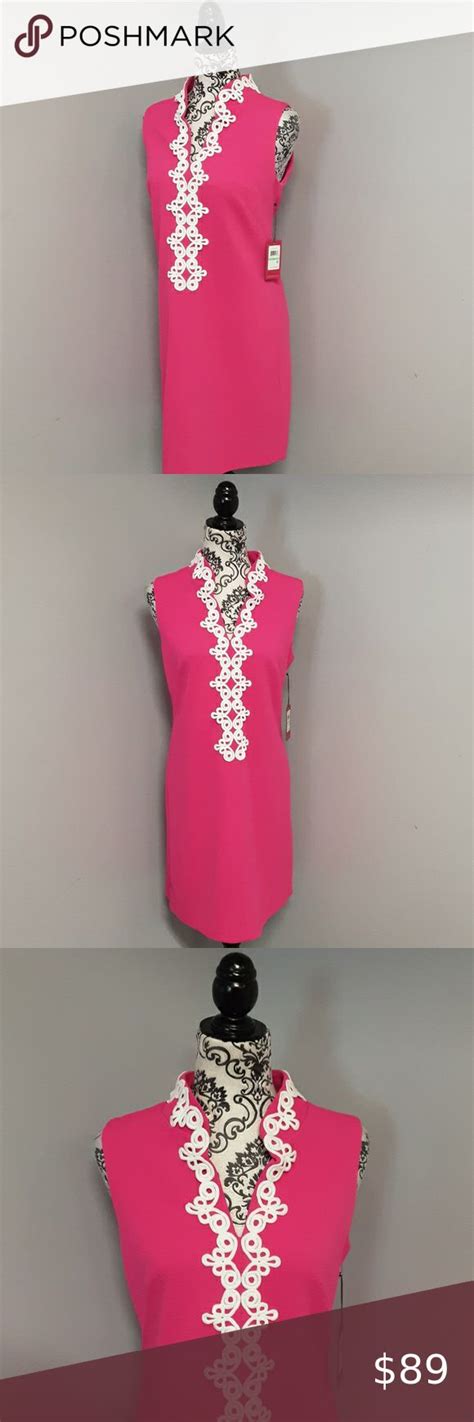 NWT Vince Camuto Hot Pink White Midi Dress White Midi Dress Cocktail Dress Lace Vince Camuto