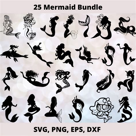 Mermaid Svg Bundle Cute Mermaid Mermaid Clipart Mermaid Etsy Canada