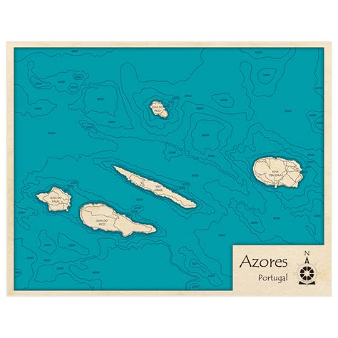 Azores Islands 3D Custom Wood Map – Lake Art LLC