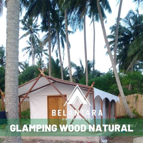 Jual Tenda Glamping Luxury Tent Wood Natural Merbau Papua Pintu Kayu