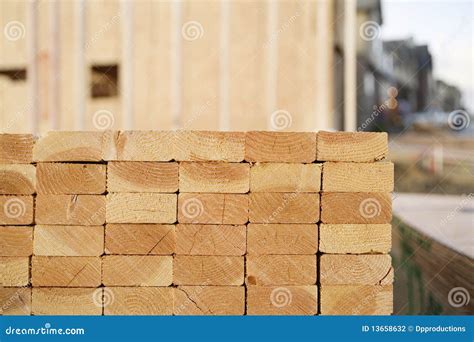 Closeup Of Stacks Of Lumber At A Construction Site Stock Photo Image