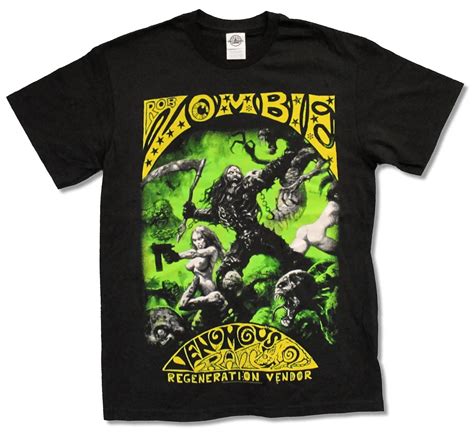 Rob Zombie Venomous Rat Black T Shirt New Band Music White Official