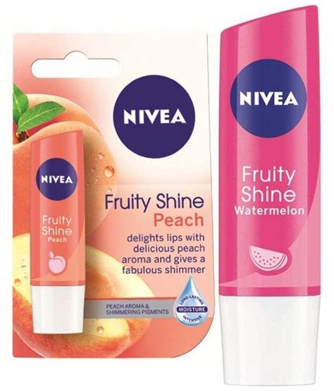 Nivea Combo Of Fruity Shine Peach Watermelon Lip Balm 4 8g Buy Nivea