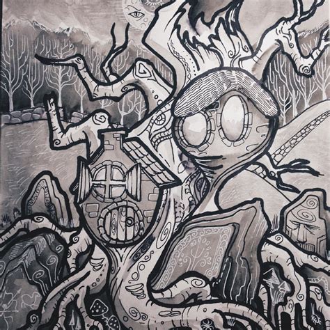 Иллюстрация Домик фей в стиле готический, графика, книжная графика