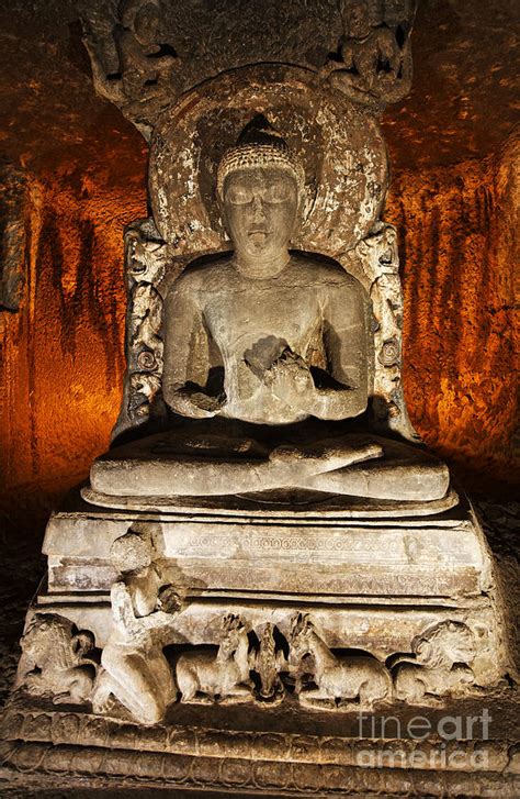 Buddha Statue In Ajanta Caves Photograph by Robert Preston