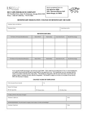 Fillable Online Beneficiary Designation Form The LSU AgCenter Fax