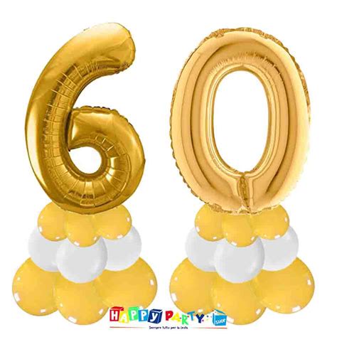 Composizione Centrotavola Palloncini 60 Anni 30cm Happy Party Shop