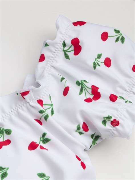Cherry Drawstring Bikini Swimsuit For Vacation Swimming Pool Beach