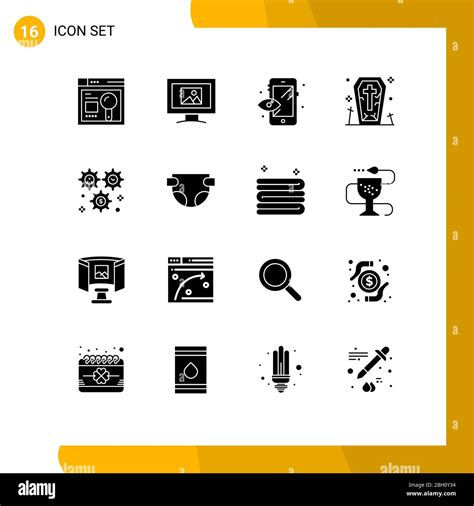 Set Of 16 Modern UI Icons Symbols Signs For Configuration Wheel