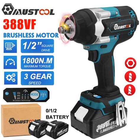 Mustool Vf Brushless Electric Impact Wrench N M Torque Pc