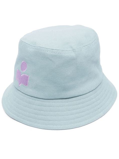 Isabel Marant Women S Haley Embroidered Logo Bucket Hat In Aqua Modesens