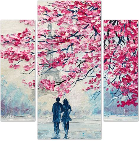 Модульная картина Цветение сакуры в Париже: - Арт. 600414 | Купить в ...