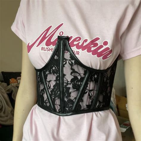 Under Boob Bust Black Lace Boned Corset With Depop