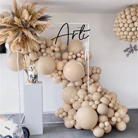 Nude Beige Balloon Double Stuffed Tan Brown Balloons Garland Different Sizes Latex Apricot