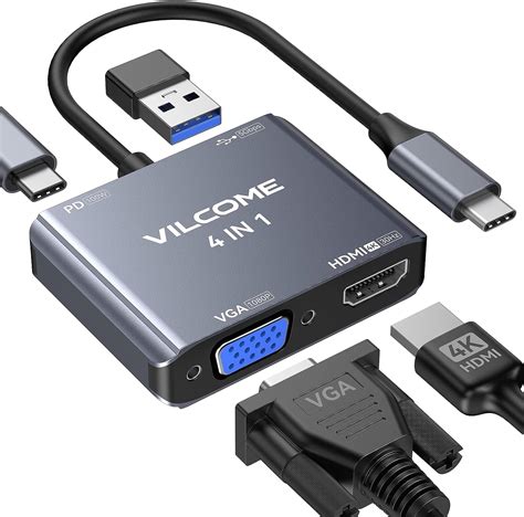 Adaptador Usb C Para Vga Multiportas Vilcome Usb Tipo C Para Adaptador