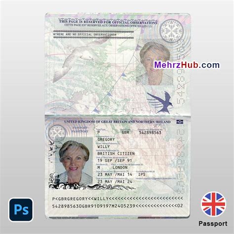 Editable Uk Passport Psd Template Mehrzhub