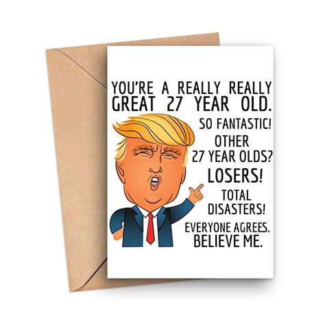 27th Birthday Card Funny 27th Birthday Card Trump 27 Year | Etsy