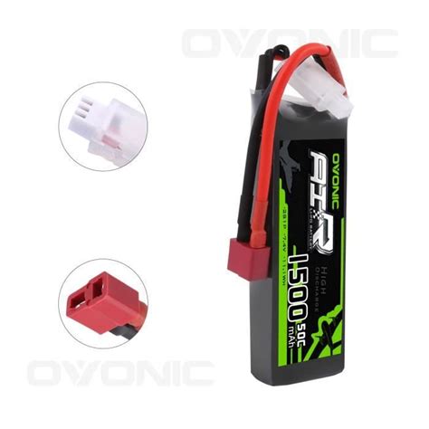 Batterie LiPo Ovonic 2S 1500mAh 50C 7 4V Avec Connecteur Deans T Pour