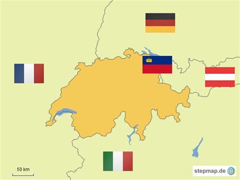 StepMap Schweiz und Nachbarländer Landkarte für Schweiz Movie