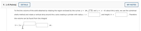 Solved 4 [ 75 Points] Details My Notes To Find The Volume