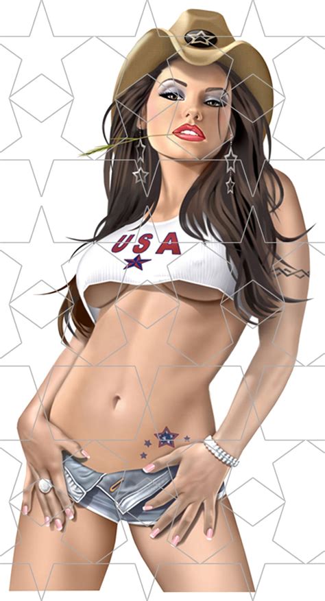 Pinup Cowgirl Sticker Decal Sexy Brunette USA Female Pin Up Pin Up Hot Girl S Etsy
