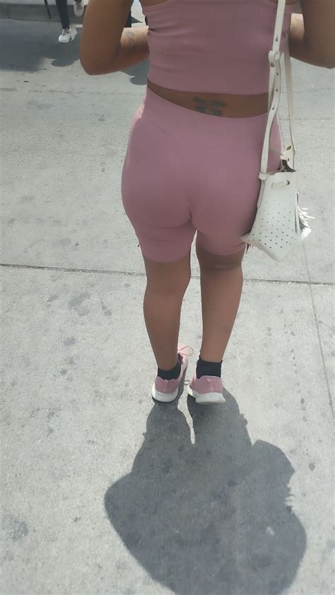 Latina With A Pink Outfit Marking Her G String Spandex Leggings Yoga Pants Forum