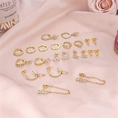 Morfetto Earrings Sets For Multiple Piercings 14K Gold Plated Huggies