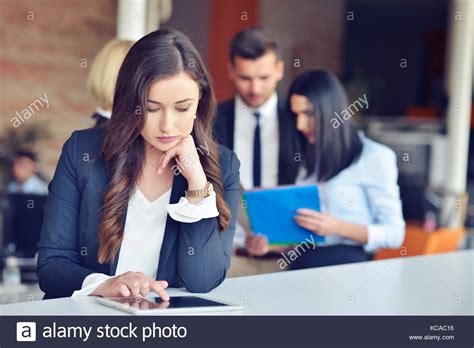 Beautiful Brunette Using Notebook In Cafe Stock Photo Alamy
